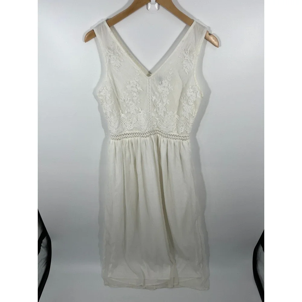 Boho Chic Coastal Fairy Womens Maxi Dress 14 White Floral Lace Beach Euro Summer